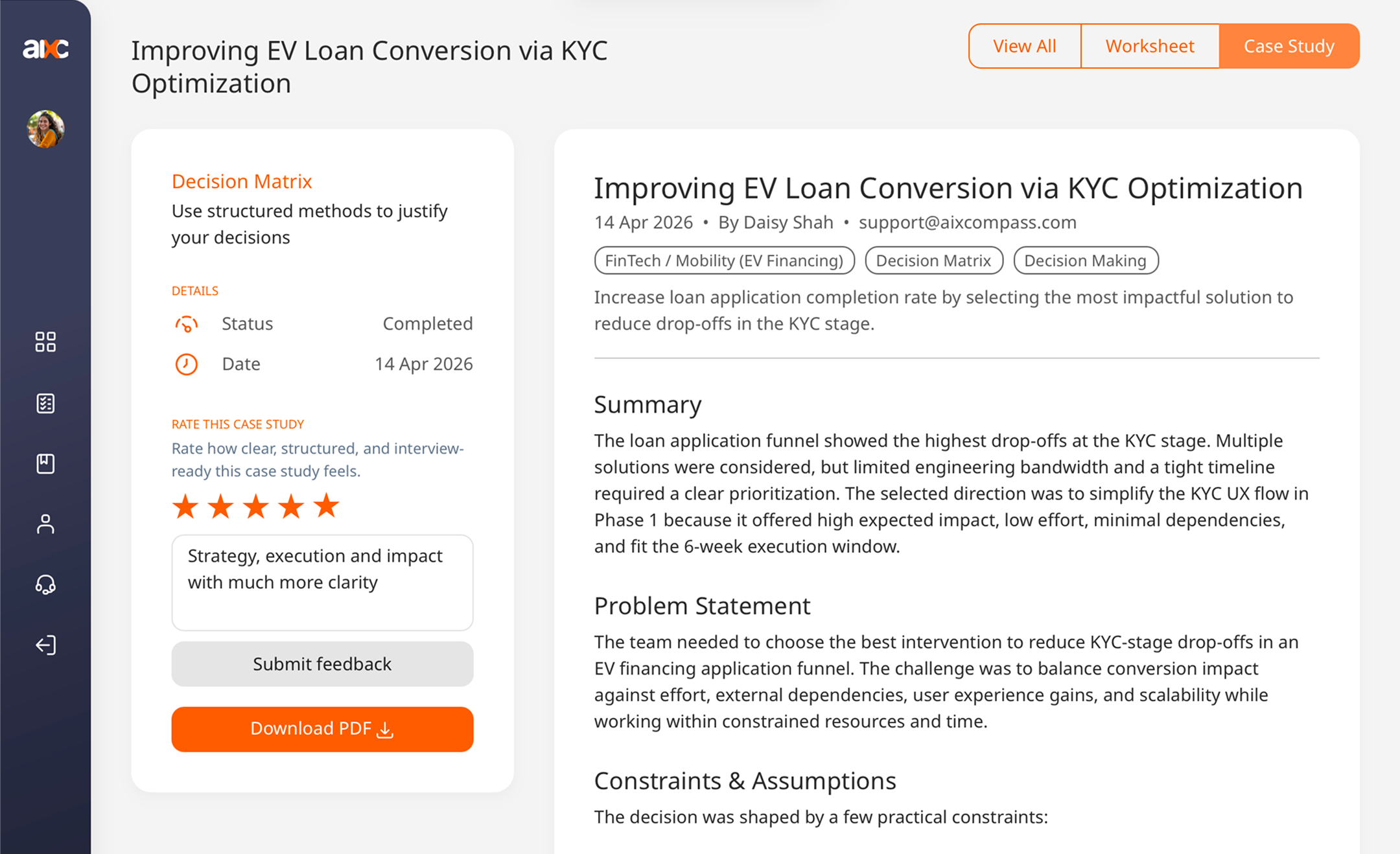 Sample decision-making case study preview