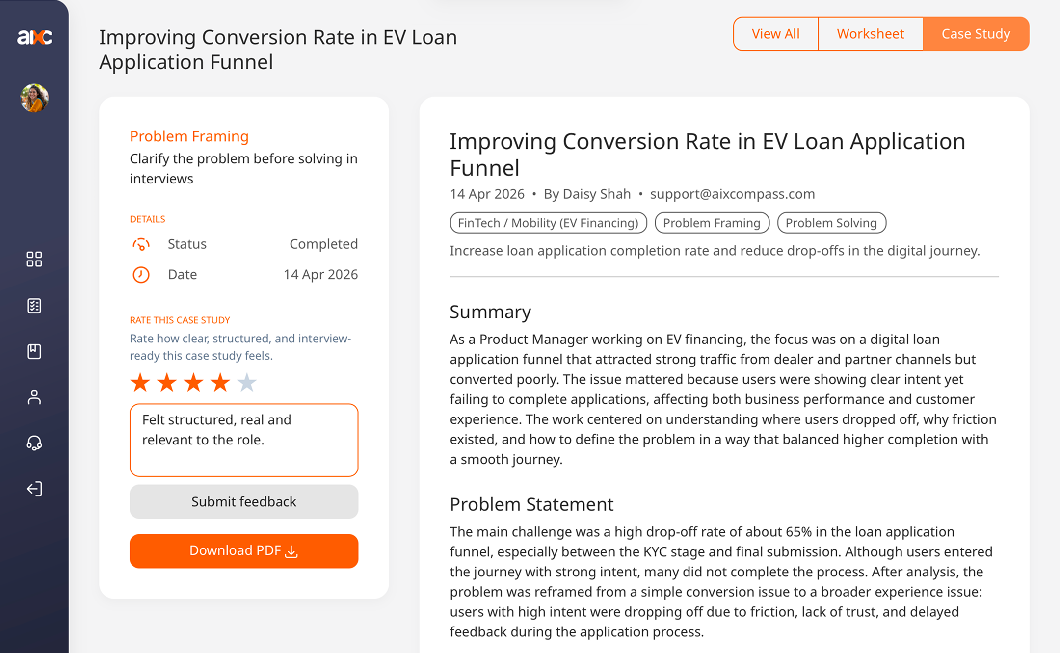 Sample problem solving case study