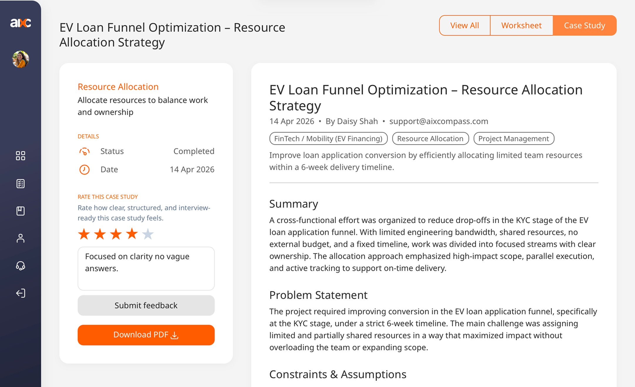 Sample project-management case study preview